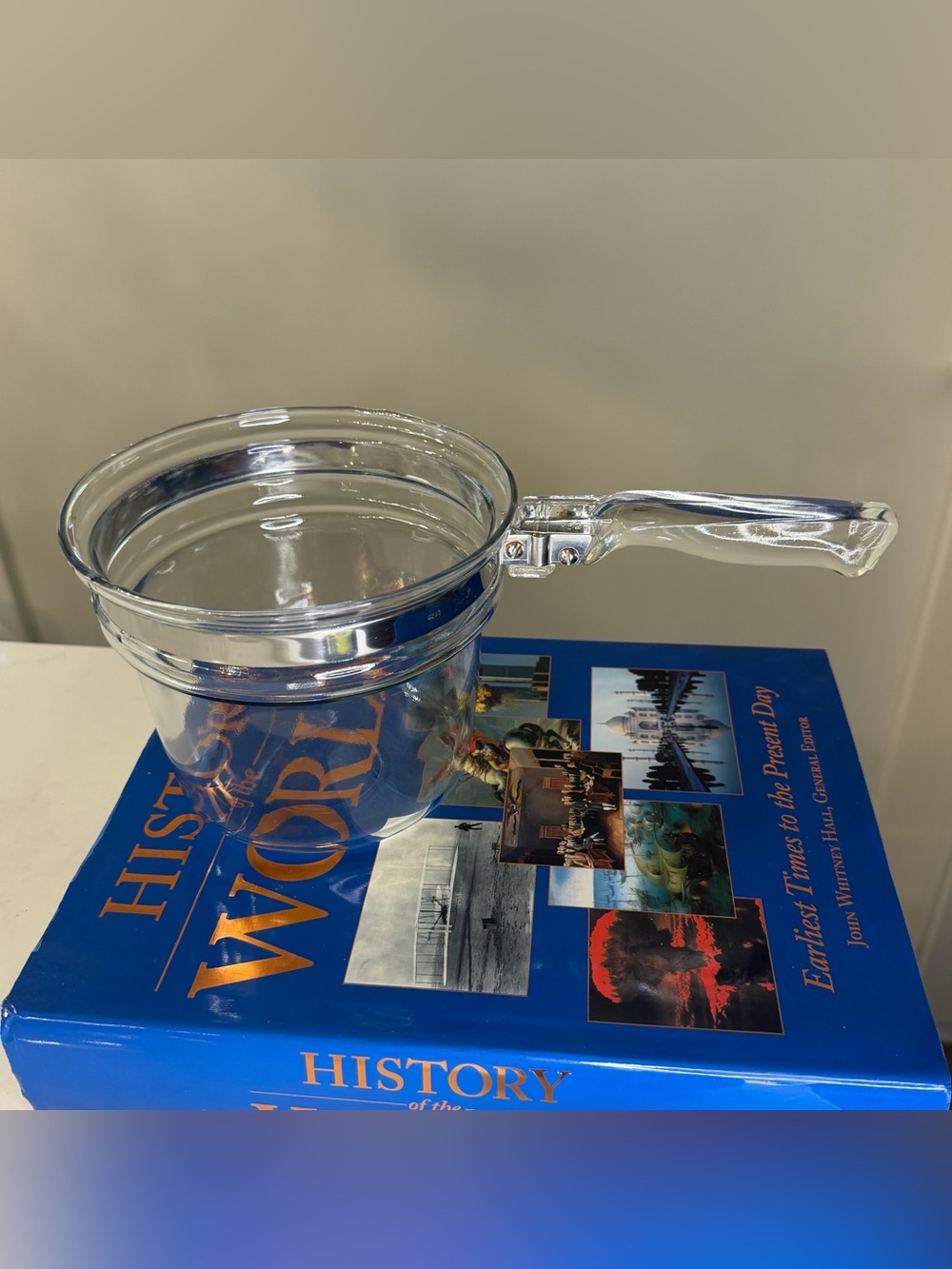 Vintage Pyrex Clear Glass Saucepan with Handle - Clear